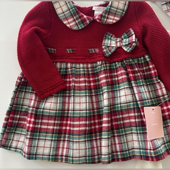 NWT Shabby Chic Infant Girls Red Plaid Dress with White Tights - Size 3-6M - Picture 5 of 7